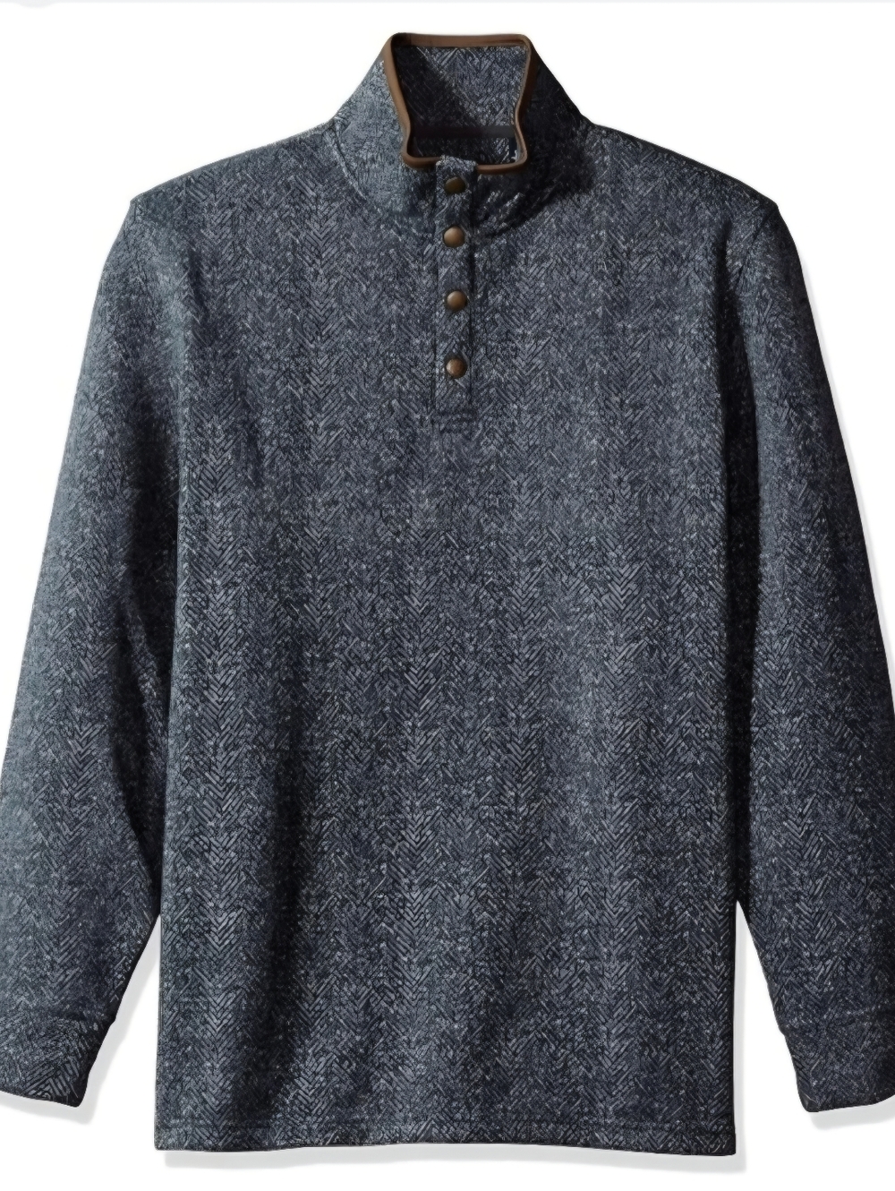 Arrow Men's Blue Herringbone Mock Neck Fleece 1/4 Snap Size Medium Ai-1900